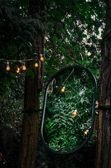 caption for Create an Enchanting Outdoor Space with a DIY Garden Mirror